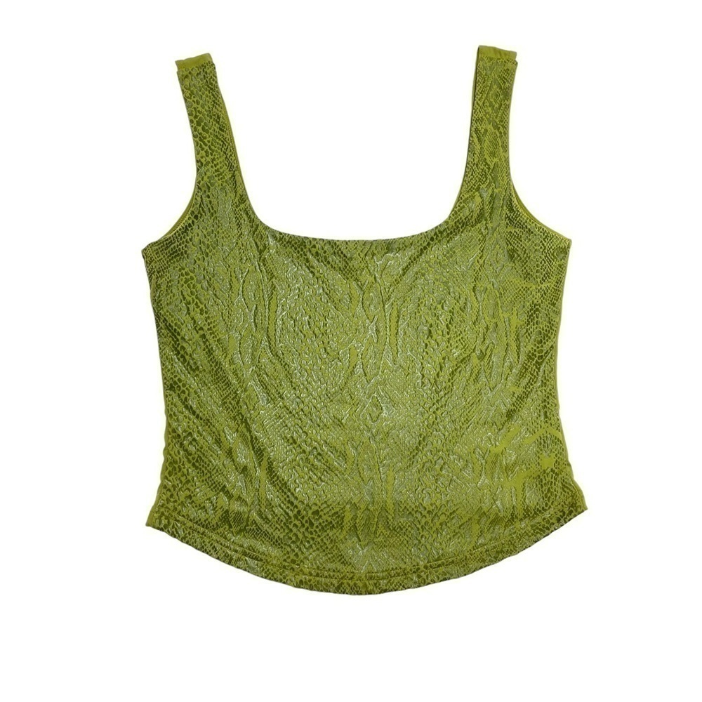 Pour toi Paris cami corset style snake skin print size U fits M L stretch green